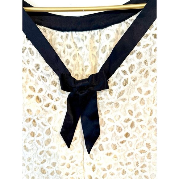 Milly Cream/Black Eyelet Shift Mini Dress Women's Size 2 Coquette Preppy Dainty - Picture 9 of 16